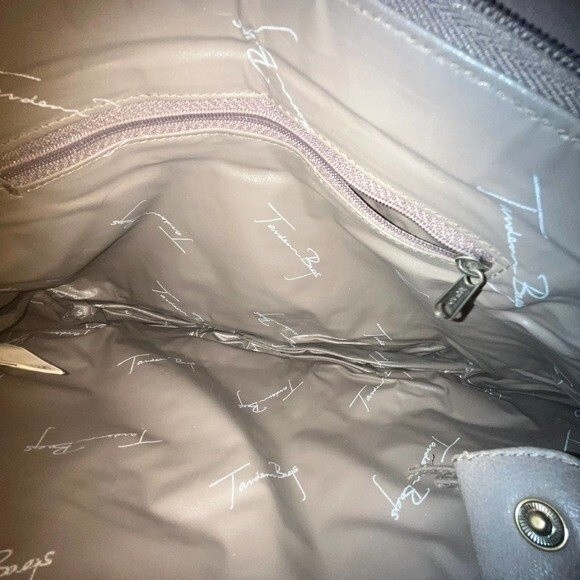 Tandem of California Vintage Tan-Sacs Grey Leather Purse Shoulder Bag - Picture 11 of 11